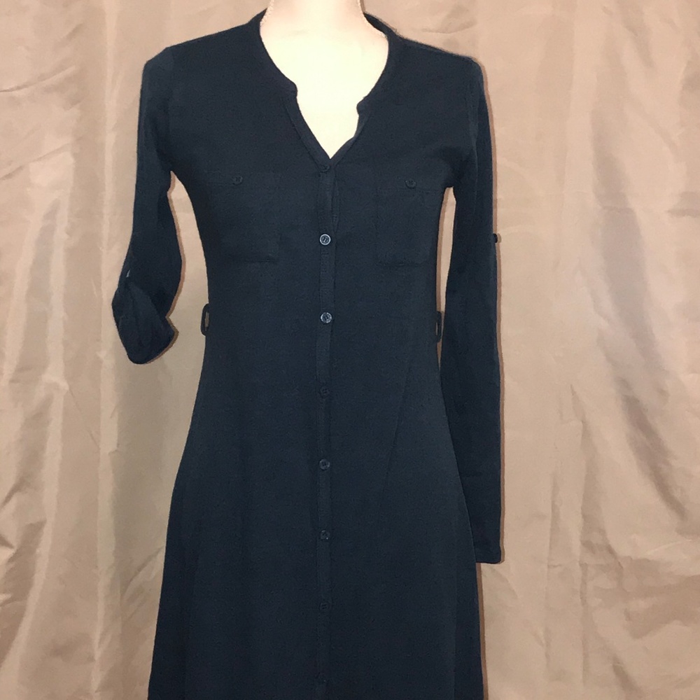 She & Sky Button Down Roll Up Sleeve Dress US S